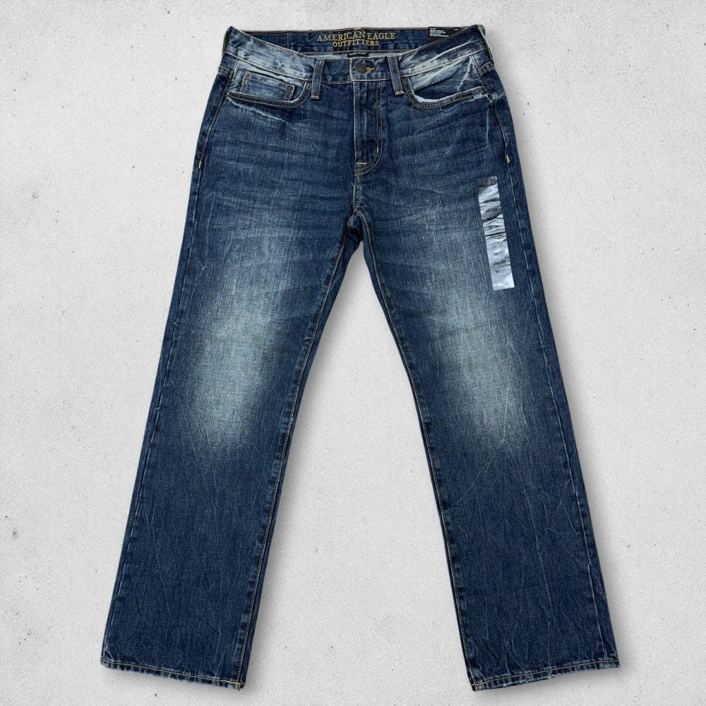 American Eagle Original Straight Jeans Mens 31x29.5 (Tag 30x30) Medium Wash New